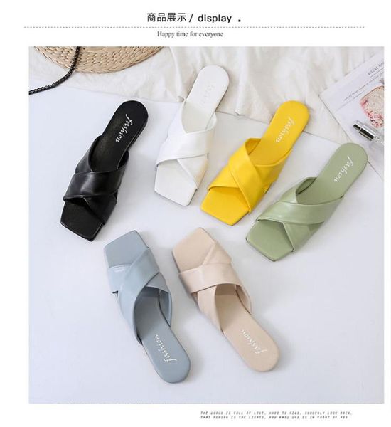 

2020 new fashion design female slippers cross design simple style ladies outdoor slippers beach shoes casual, Black