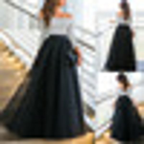 

women off shoulder striped white black tute tulle skirts ballet prom dress