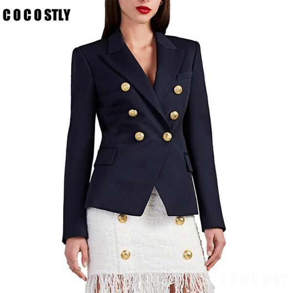 

korea style suit for women blazers office lady jackets navy blazer women coat women's double breasted metal buttons blazer, White;black