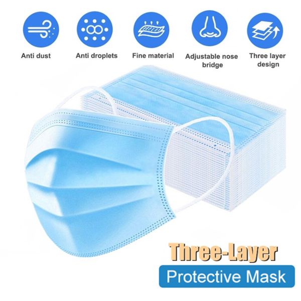 

disposable mask 3-layer protective face mask elastic breathable safety masks antibacterial face protection masks thick mouth filtration mask