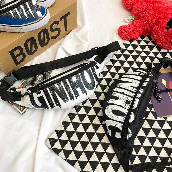 

15#2019 новый fashiom нейтральный открытый молния холст сумка спортивная грудь сумка талии подросток девушки груза падения