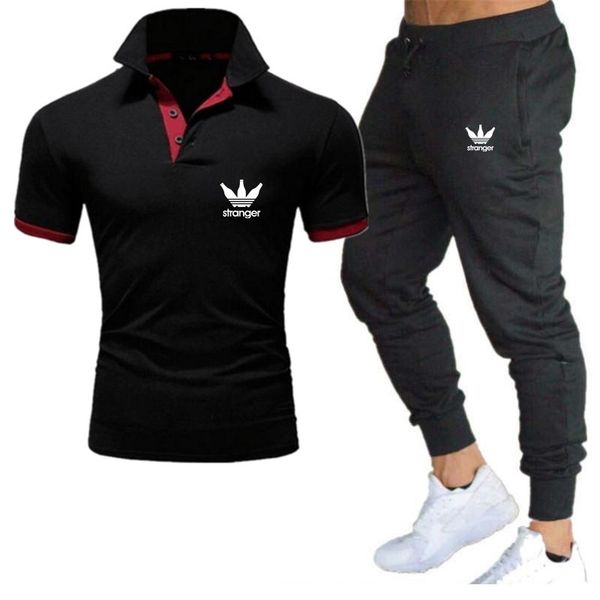 

летняя рубашка комплект с коротким рукавом + брюки бренд мужской моды рубашка с коротким рукавом t, Gray