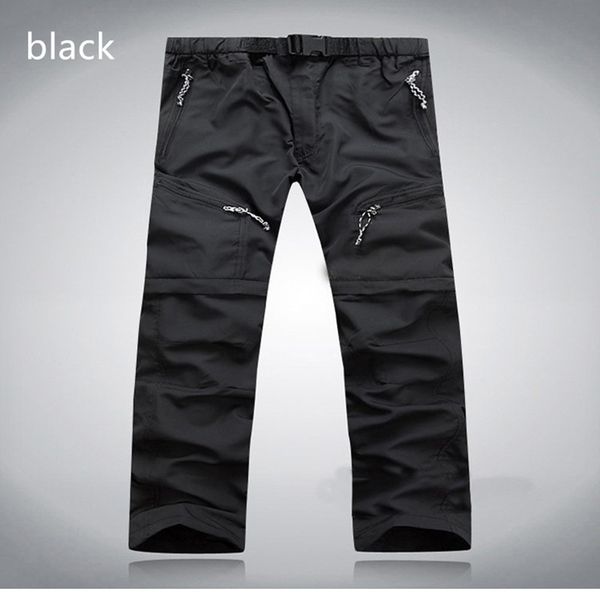 

outdoor pants quick dry removable hiking&camping male summer breathable fishing climbing trousers for shorts men, Black;green