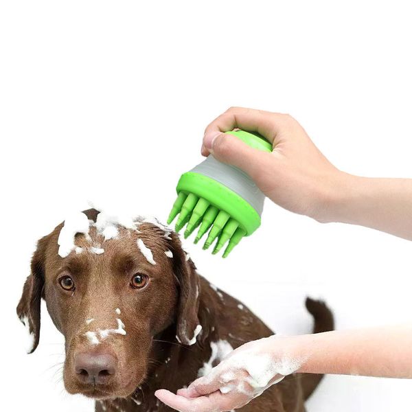 

dog bath brush comb grooming multifunction silicone pet brush bath tools for dog shampoo press bath brush