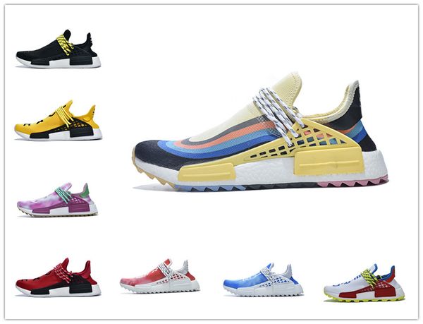 

nmd pharrell williams solar pack mother bbc mens womens human race running shoes pale nude nerd cream stylist sneakers with box, Black