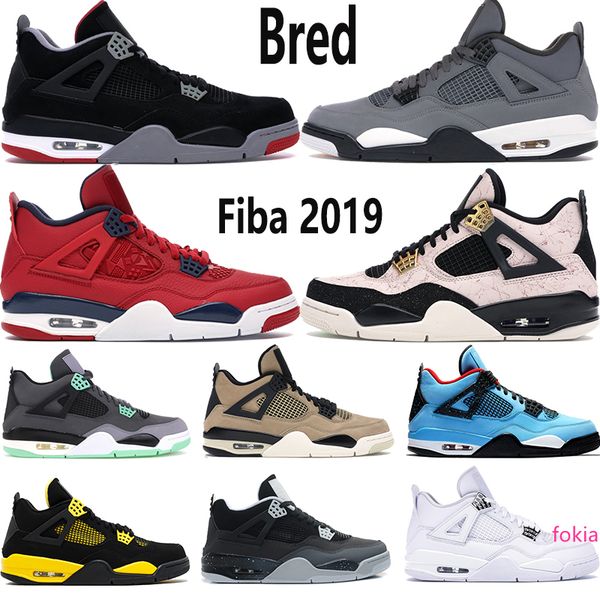 

new fiba 2019 mushroom silt red splatter 4 4s mens basketball shoes bred cool grey green grow men designer shoes us7-13