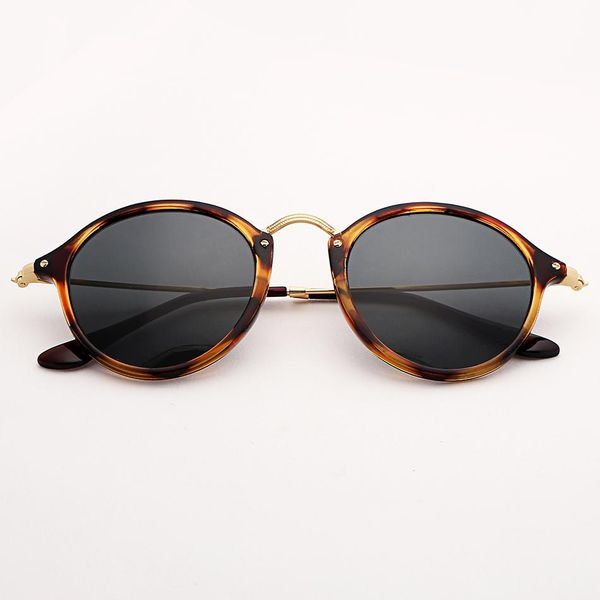 

2022 Bolo.ban 2447 round fleck sunglasses women 49mm glass lens mirror tortoise sun glasses Gafas UV400