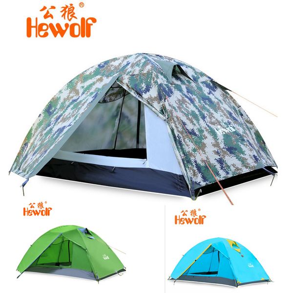 

hewolf 2.4kg super strong double layer aluminum rod camping tent have many colors for choose in good quality