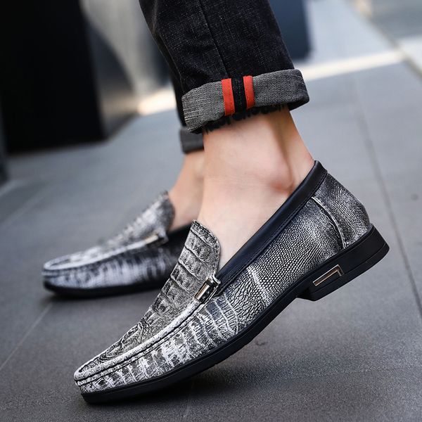 

casual men loafers shoes handmade patina genuine leather shoes mans footwear slip-on casual flat moccasins zapato hombre 5, Black