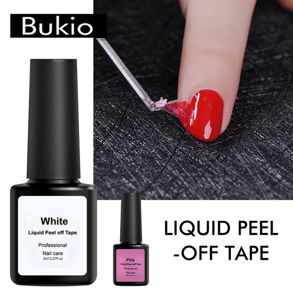 

bukio peel off liquid tape 8ml nail polish manicure protected easy clean fast finger skin liquid tape gel nail care tool, Red;pink