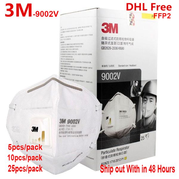 

ship fast 3m 9002v n95 individual package authentic face mask safety protective ffp2 ffp3 anti-dust pm 2.5 sanitary valvel earloop
