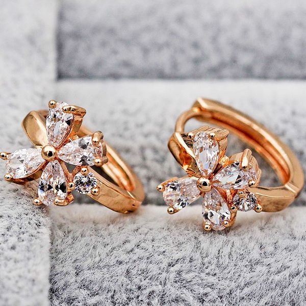 

elegant luxury jewelry women hoop earrings korean style gold flower earrings unique design circle ear rings for lady obs2197, Golden;silver