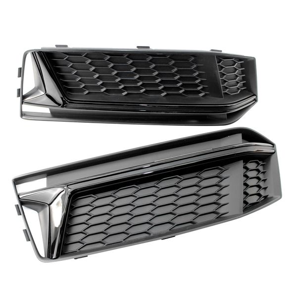 

car styling a pair of chrome fog light cover grille silver black trim grill bezel fit for a4 s4 s-line b9 2016-18