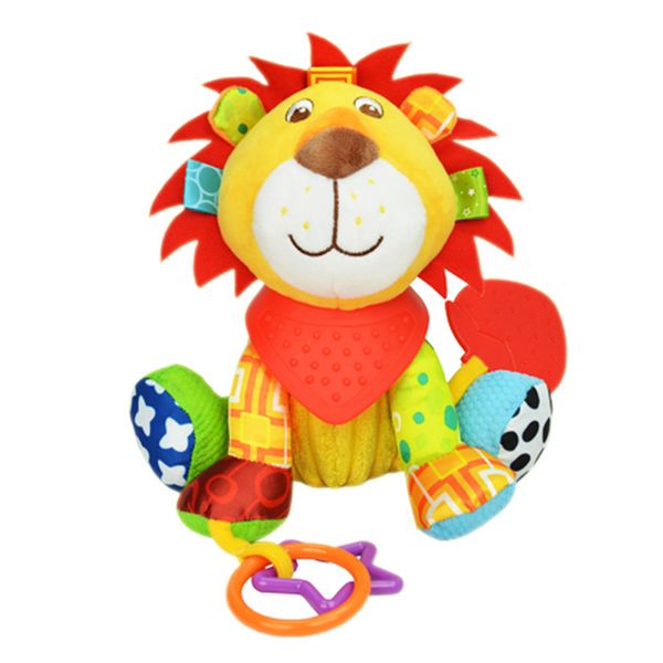 

2020 new cute cartoon animal baby crib bed stroller hanging ring toy squeaky teether baby gifts