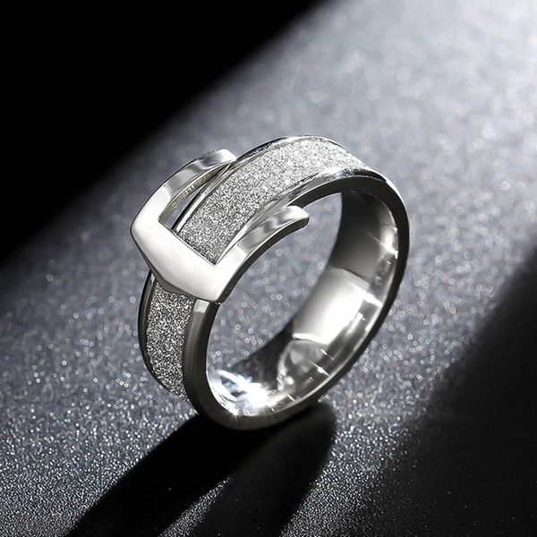 

6mm stainless steel scrub ring wedding engagement buckle rings for women, Slivery;golden