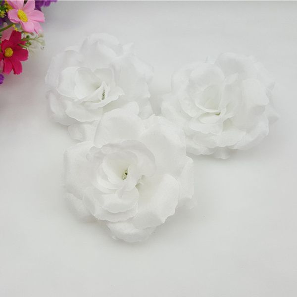 

1pc 8cm white artificial flowers silk roses heads for wedding decoration party fake scrapbooking floral wreath home accessories