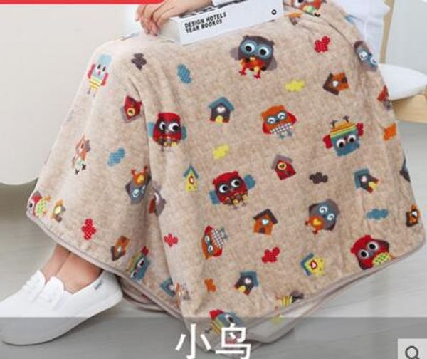 

cartoo bird/sheep pattern soft flannel blanket throw sofa coral fleece blanket nap office knee cover