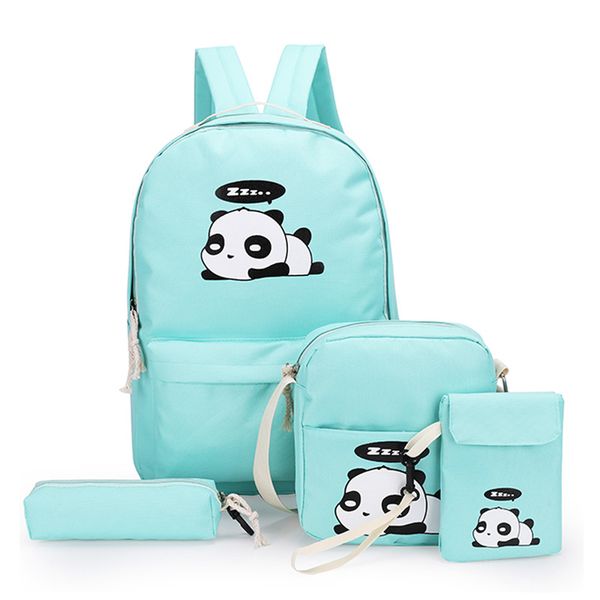 

4pcs/set panda printed cute canvas school backpack for boys girls teenagers lapbackpack women bagpack pencil case hand bags