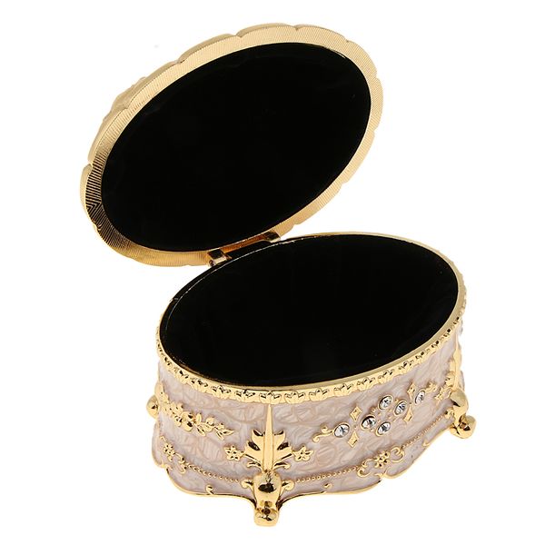 

crystal enamel oval metal vintage jewelry box gift earrings ring storage box, Pink;blue
