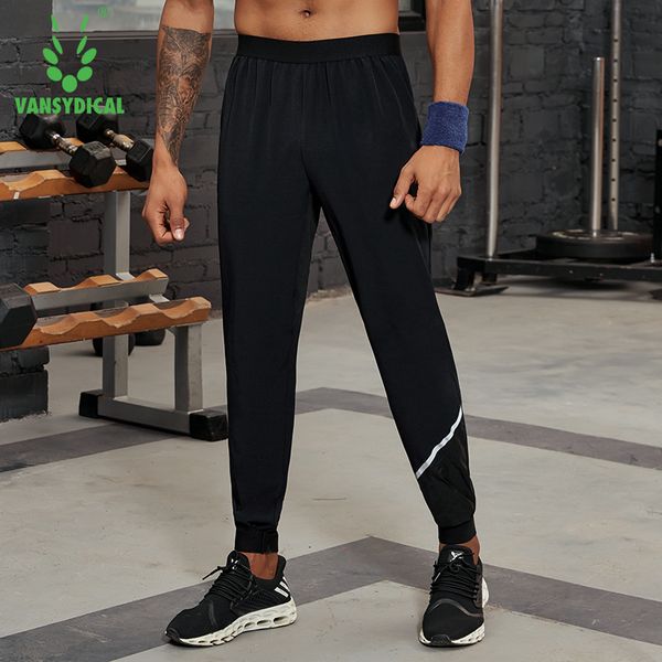 

vansydical 2019 men's running trousers loose thin basketball training pants reflective fitness jogger sweatpants, Black;blue