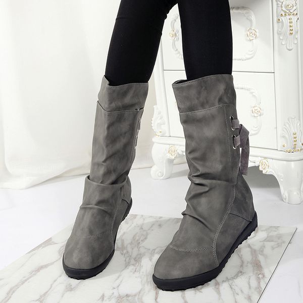 

women flat low heel boots casual ladies lace up shoes anti-slip for winter party c55, Black