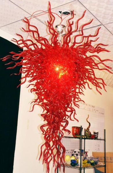 

Lamps Wholesale Hand Blown Red Glass Chandeliers For Lobby Art Decoration Contemporary European Style LED Large Chandelier Light