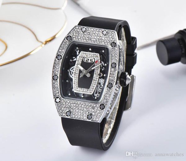 

new fashion woman designer luxury watches brand ladyies diamond quartz movement watch rubber strap wristwatches lady clock, Slivery;brown