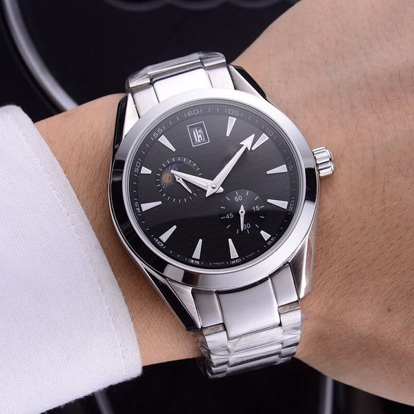 

famous mens watch self-wind watches automatic movement wristwatches orologio di lusso 316 stainless steel cow leather strap multi-function, Slivery;brown