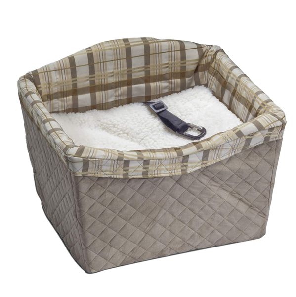 

solvit jumbo pet safety seat for dogs clip-on safety leash - zipper storage pocket - perfect for small and medium pets up to 15