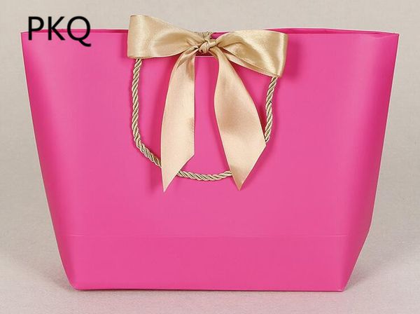 

10pcs ribbon gold present box for pajamas clothes books packaging paper box bags kraft paper gift bag with handles