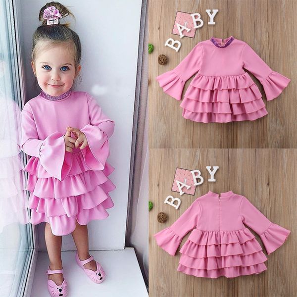 

kid baby girls long sleeves baby girl dress princess ruffles sequins party wedding birthday dress for girl, Red;yellow