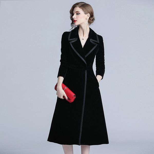 

роскошные black velvet long winter coat casacas para mujer invierno 2019 gothic длинные рукава женщины пальто casaco feminino