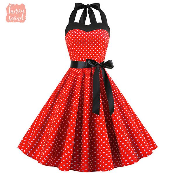 

платье sexy polka dot 2019 хепберн винтаж холтер платье 50s 60s twill up rockabilly платье плюс размер robe дизайнер одежды, Black;gray