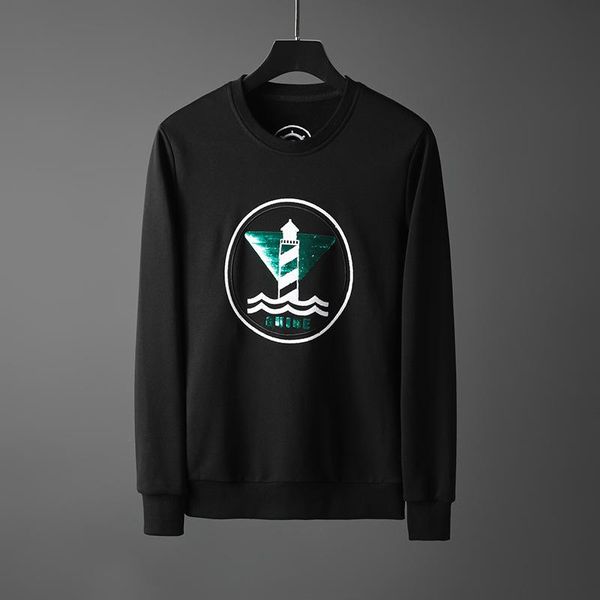 

2019 моды пришивания мужские толстовки черный толстовки полный хлопок пуловер тонкий вскользь руно streetwear hoodie мужской ropa de hombre, Black