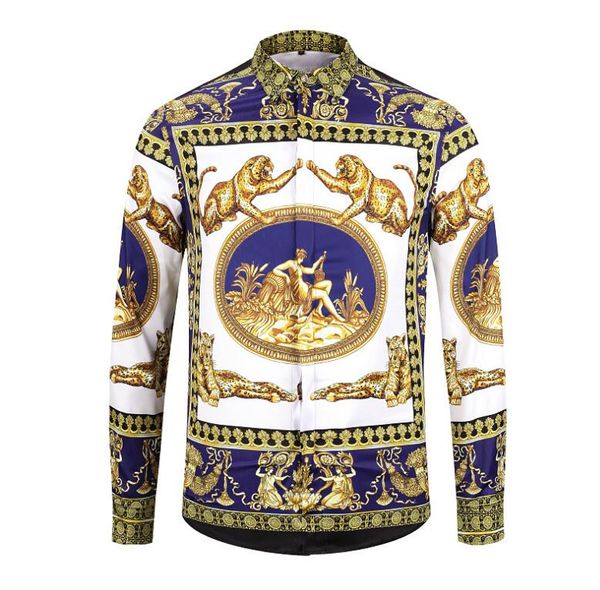 

brand new men's shirts mens business casual shirt men dress shirts vs long sleeved medusa retro luxury shirt, White;black