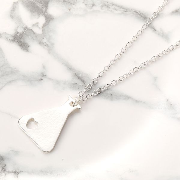 

5pcs chemical measuring cup pendant necklace love chemistry counting cup charm jewelry necklace gift for girl, Silver