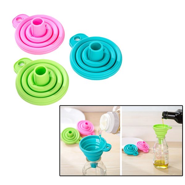 Mini Silicone dobrável Funnel Funnel dobrável para transferência de líquidos Hot Sale Cozinha Gadgets