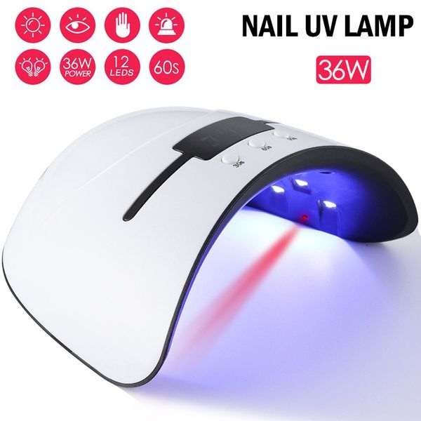 

1 pcs nail polish gel dryer led uv lamp 36w curing light manicure infrared sensor 789