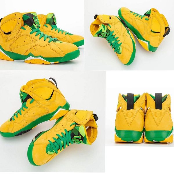 

2020 authentic 7 oregon ducks pe uo retro yellow strike green apple 7s basketball shoes man woman limited sneakers with box