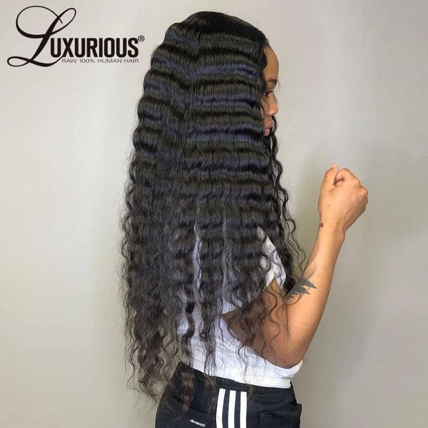 

lace wigs 180% full human hair for women pre plucked wig brazilian remy deep wave bleached knots, Black;brown