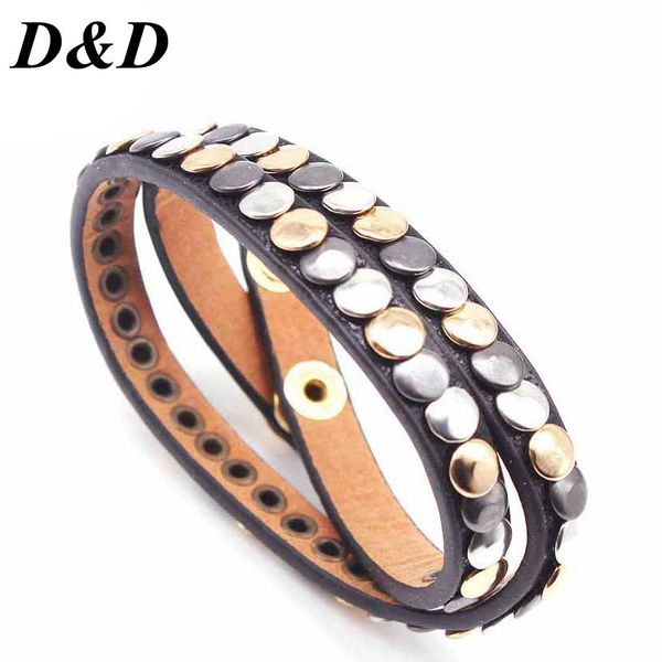 

d&d fashion multiple layers charm bracelet for women vintage leather bracelets & bangle femme party jewelry wholesale, White
