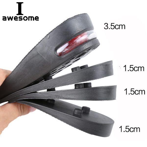 

3.5-8cm height increase insole cushion height lift adjustable cut shoe heel insert taller shockarch support absorbant foot pad, Black