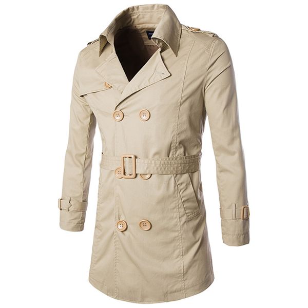 

mens slim fit пальто длинный отрезок куртки outwear jaqueta весна осень повседневная куртка бушлат мужчины носите двубортные xxl, Tan;black