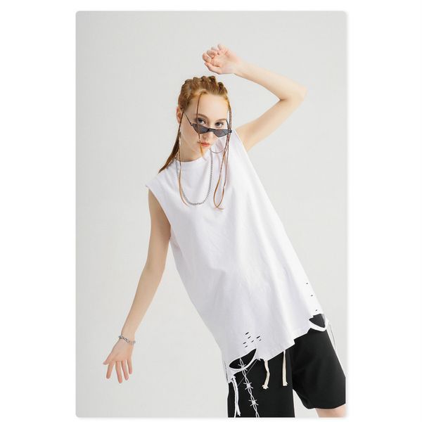 

men women designer t-shirts vest men summer street style hiphop tees mens womens vintage loose tank t-shirt casual baseball jersey, White;black
