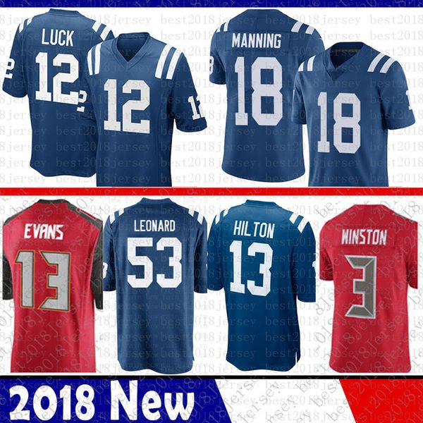 

Indianapolis 12 Colts Andrew Luck 13 T.Y. Hilton Jersey 53 Darius Leonard 18 Peyton Manning Tampa Bays 3 Jameis Winston Mike Evans Buccaneer