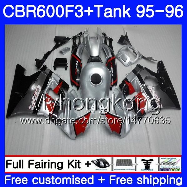 

Body +Tank For HONDA CBR600RR CBR 600F3 CBR 600 F3 FS 95 96 289HM.18 CBR600FS CBR600 F3 95 96 glossy silvery hot CBR600F3 1995 1996 Fairings