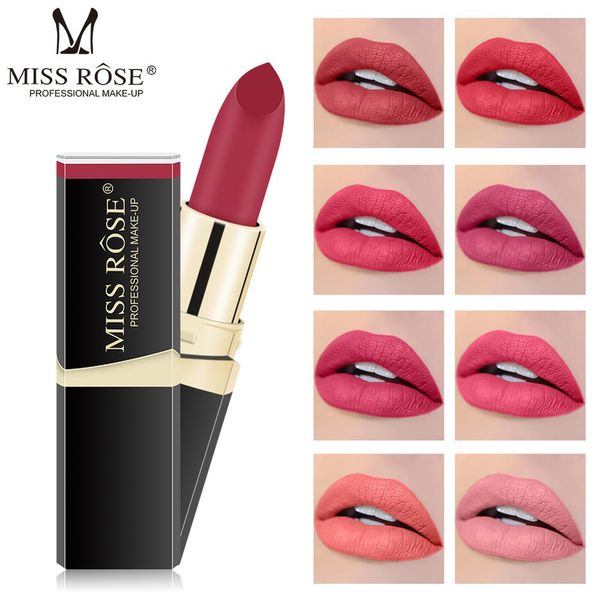 

miss rose matte lipstick colors easy to wear lip gloss long-lasting lipstick waterproof nude tint velvet makeup lip stick