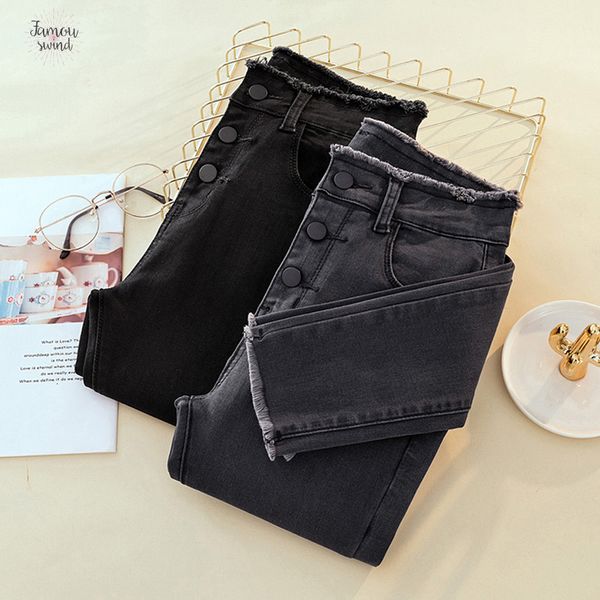 

jeans waist high ripped skinny gray pencil woman plus size black mom jeans ladies women pants denim jeans, Blue