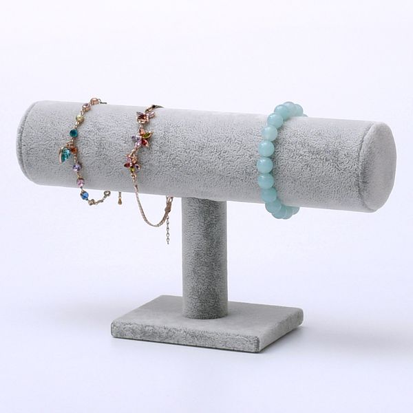 

[ddisplay]creative t-bar watch display nature ice velvet bracelets window display jewelry organizer solid grey bangle storage stand, Black