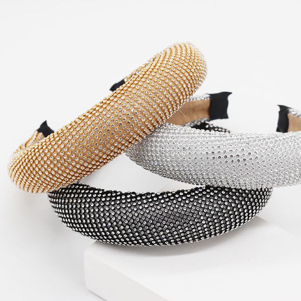 

new fashion temperament exaggerated mesh rhinestone headband travel wild casual headband 862, Golden;white